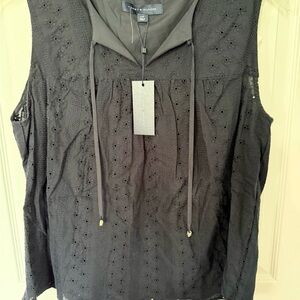 Tommy Hilfiger Navy Sleeveless Tank Top with Mandarin Collar